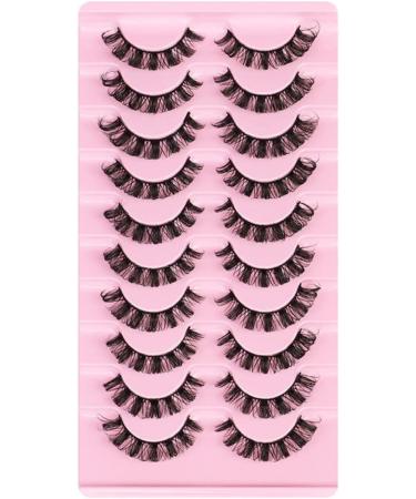 Eyelashes Russian Strip Lashes Natural Fluffy Wispy D Curly Effect Hybrid Strip Lashes Look Like Extensions 10 Pairs (D-02) - Buy Online on GoSupps.com