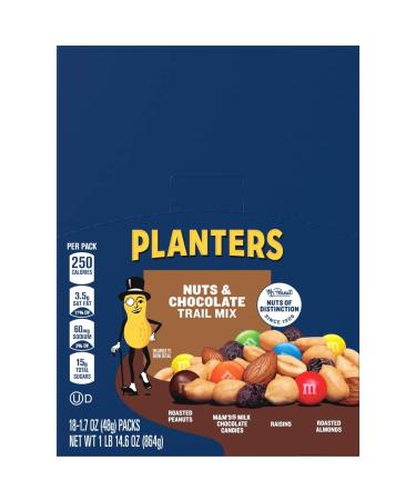 Planters Chocolate Trail Mix Nuts - 1.7 oz Bags (Pack of 18) - Nut & Chocolate Trail Mix - Buy Online on GoSupps.com