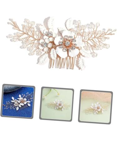FOMIYES Rhinestone Pearls Accessories Inlaid Hair Side Combs Pearl Bridal Side Comb Rhinestone Hair Accessories Leaf Hair Accessories Flower Decor Metal White Bride Wedding Hair Comb - Buy Online on GoSupps.com
