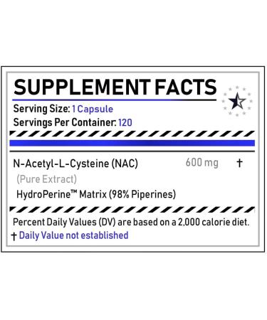 NAC 100 NAcetylcyste ne Complex met HydroPerine 120 Capsules 600mg Turkesterone Europe - Buy Online on GoSupps.com
