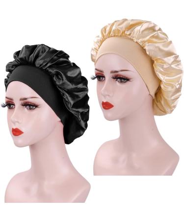 AliLeader Silk Hair Wrap for Sleeping - 2Pcs Colorful Satin Bonnet Set for Curly & Black Hair - Buy Online on GoSupps.com