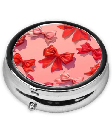 Buy Cute Red Bow Portable Metal Pill Box - Mini 3-Compartment Design for Travel | Ideal for Small Pills - Buy Online on GoSupps.com