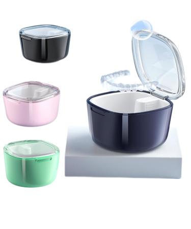 Denture Storage Box Denture Portable Immersion Box for The Elderly Invisible Braces Corrector Retainer Cleaning and Cleaning Box (GREEN)