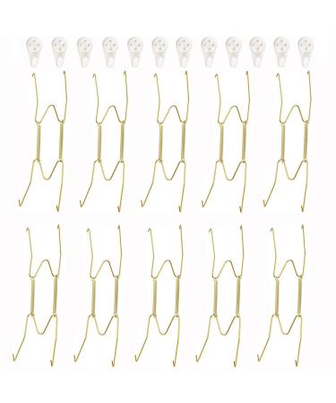Fasunry 10 Pack Plate Hangers, 8 Inch Wall Plate Hangers and 12 Pack Wall Hooks, Compatible 7.5 to 8.5 Inch Decorative Plates, Antique China, Antique Plates and Arts