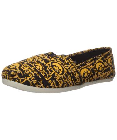 FOCO Womens NCAA College Canvas Script Print Slip On Shoes Iowa Hawkeyes Medium/7-8" Team Color