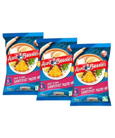 Shortcrust Pastry Mix Bundle Containing Aunt Bessie's Delicious Shortcrust Pastry Mix 500g (3 Pack) - Buy Online on GoSupps.com