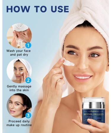 Retinol Cream for Face, Collagen Neck Creams for Tightening and Firming, Anti Aging Day & Night Facial Moisturizer for Women & Men, Instant Face Lift Wrinkle Cream 1.7 fl. oz with Forehead Patches - Buy Online on GoSupps.com