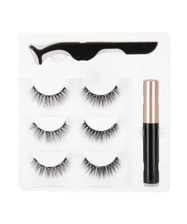 Sonew magnetic eyelashes fake lashes set 3 pairs of false eyelashes magnetic liquid eyeliner tweezers set eyelash-make-up set (026)