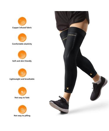 Thx4COPPER Full Leg Compression Sleeves - Knee Stabilizer Brace for Running, Basketball, Cycling - Men & Women (Pair) - Buy Online on GoSupps.com