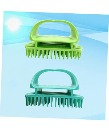 Plafope 2-in-1 Hair Shampoo Brush & Massager - Green Hair Scalp Cleaner for Miniatures & Dolls House | Adult Size 11x6cm - Buy Online on GoSupps.com