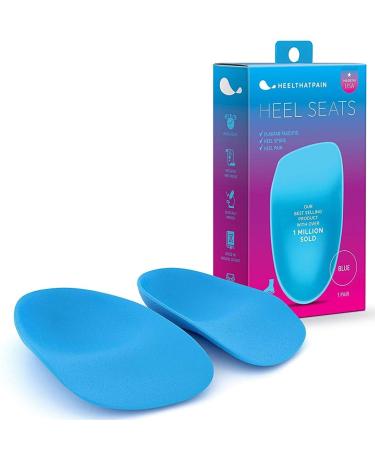 Heel That Pain Plantar Fasciitis Insoles | Heel Seats Foot Orthotic Inserts, Heel Cups for Heel Pain and Heel Spurs | Patented, Clinically Proven, 100% Guaranteed | Blue, Medium (W 6.5-10, M 5-8) Blue Firm Rubber Medium (Women's 6.5-10, Men's 5-8)
