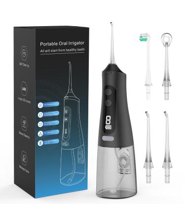 Powerful oral shower 9 modes & 4 nozzles wireless oral shower IPX7 waterproof water fin 350ml removable water tank for house & travel black