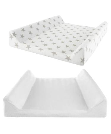 Lilly and Ben wrapping cover 2 Series Pack I Cuddling & Suction-strong cover with cotton surface for changing pads I easy-to-care clamping cover made of soft terry tea wedge.For 2 - 3 increased pages white star