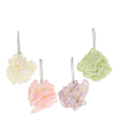 Healeved Shower Loofah 4pcs Sponges Bath Sponge Scrubber Foaming Cleaning Exfoliating Bathing Balls Bath Body Wash Bath Supply Loofah or Super Soft Skin Cleaning Scrubber
