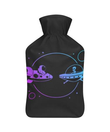 Alien Space Hot Water Bottle With Cover Plush Bed Bottle Hand Warmer For Adults And Children 26.5X15.3cm