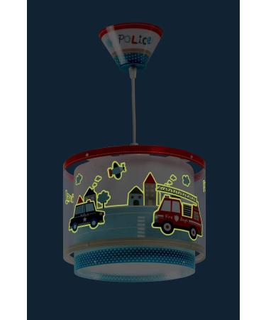 DALBER Polizeil Ceiling Light - Blue Children's Pendant Lamp for Kids' Room | 26.5 x 26.5 x 21 cm - International Shipping Available - Buy Online on GoSupps.com