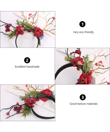 Lurrose headband Branch Antler Headdress Elf Flower Headwear antler flower floral hair garland Forest Hair Accessory christmas party favor halloween headpiece antlers plastic Fairy - Buy Online on GoSupps.com