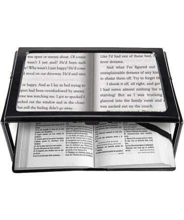 NOPEILVI- A4 Full Page Magnifier Reading Magnifying Glass On Rectangular Stand Hands 3x Magnification With 4 LED Lamp Lens For Reading For The Elderly Seniors And Partially Sighted Persons