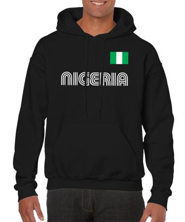 SpiritForged Apparel Nigeria Soccer Jersey Hooded Sweatshirt Large Black