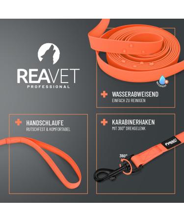 Reavet 10m Neon Orange Dog Leash | Robust Waterproof Training Leash with Padded Handle for Large & Small Dogs - Buy Online on GoSupps.com