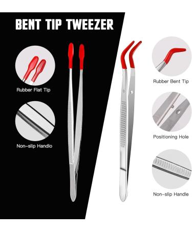 Premium Handicraft Tweezers Set - 2 Metal Stickers with Rubber Tips for DIY Jewelry & Coin Stamping | Curved & Angled Design - Buy Online on GoSupps.com
