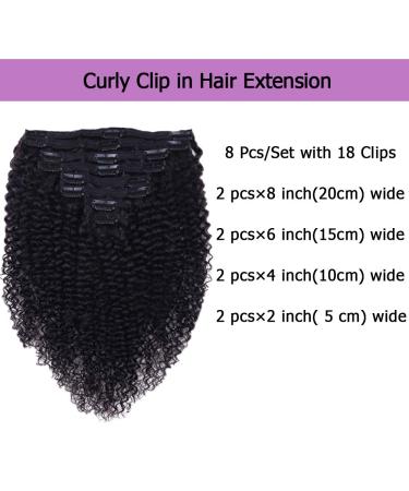Curly Clip In Human Hair Extension 3C 4A Kinky Curly - 14 inch Brazilian Remy 8Pcs 120g/Set - Buy Online on GoSupps.com