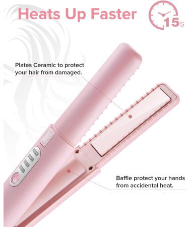 JMFONE Cordless Hair Straightener & Curler 2-in-1 | Portable USB-C Rechargeable Flat Iron | Fast Heat Adjustable Temp Perfect for Travel - Pink & Silver - Buy Online on GoSupps.com