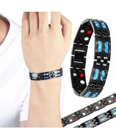 TNSRAY Men's Magnetic Bracelet - Titanium Steel with 3500 Gauss Strength | Adjustable Health Benefits - Buy Online on GoSupps.com