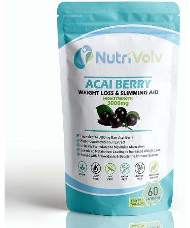 Acai Berry 3000mg Weight Loss Supplements | Slimming Aid | Diet | Fat Burner | 60 Capsules