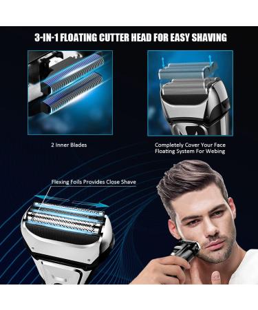 MAX-T Electric Shaver for Men - Wet & Dry, USB Rechargeable, Pop-Up Trimmer | IPX7 Waterproof Foil Razor - Black - Buy Online on GoSupps.com