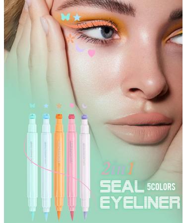 ARCHIDATE Colorful Eyeliner Stamp Pen Set of 5 Waterproof Double Ended Eyeliner Pen Smudge Resistant and Quick Drying Makeup Face and Eye Painting Party Party Eyeliner - Buy Online on GoSupps.com
