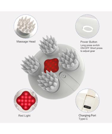Mountrax Electric Scalp Massager with Red Light - Waterproof Handheld Head Massager for Hair Growth, Stress Relaxation, and Pet Massage - Full Body Muscle Relaxation - Buy Online on GoSupps.com