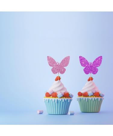 24pcs Butterfly Cupcake Toppers Butterfly Baby Shower Cupcake Toppers Colorful Glitter Butterfly Cake Decoration for Girl Garden Themed Birthday/Anniversary Party Supplies - Buy Online on GoSupps.com