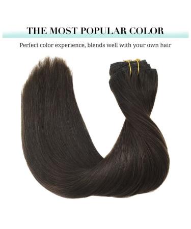 Doores Clip In Extensions - Real Remy Human Hair Dark Brown 50cm 20 Inch 120g 7 Pieces - Thick Natural Hair Extensions #2 - Buy Online on GoSupps.com