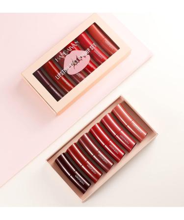  Beliky Girl 6 Colors Matte Lipstick Set Velvety Curved Lipstick Long Lasting Waterproof Non-Sticky Tumbler Sexy Nude Lipstick Makeup Set - Buy Online on GoSupps.com