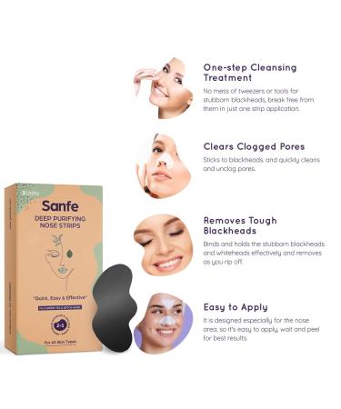 Sanfe Deep Purifying Nose Strips for Women - 3 Pack | Remove Blackheads & Whiteheads Cleanse Pores with Fuji Green Tea & Witch Hazel - Buy Online on GoSupps.com