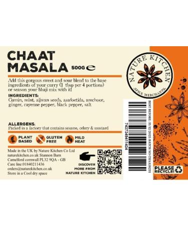 Nature Kitchen Chaat Masala 500g - Gluten-Free & Vegan Seasoning Spice Blend for Everyday Cooking - Marinades, Sauces, Frying, Baking, Grilling - Buy Online on GoSupps.com