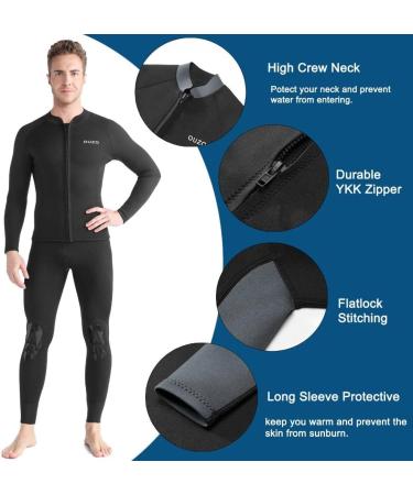 Men's 1.5mm Neoprene Wetsuit Top - Front Zip Long Sleeve Jacket for Swimming, Diving, Surfing - Black X-Large - Buy Online on GoSupps.com