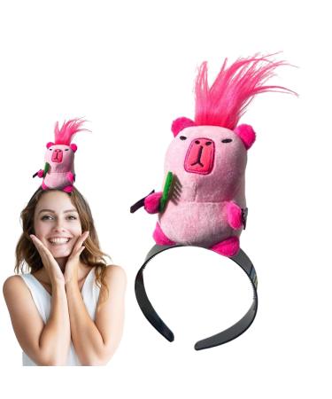 Women Funny Hair Clip - Stuffed Capybara Girls Funny Hair Clip Stage Performance Cute Hair Accessory Teen Girls Fashion for Beach Face Cleansing Makeup Pink