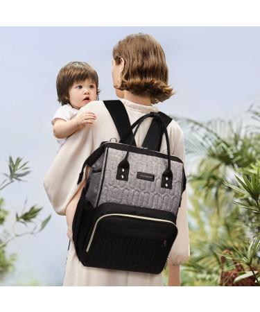 Waterproof Floral Diaper Bag Backpack for Moms and Dads - Black Grey - Buy Online on GoSupps.com