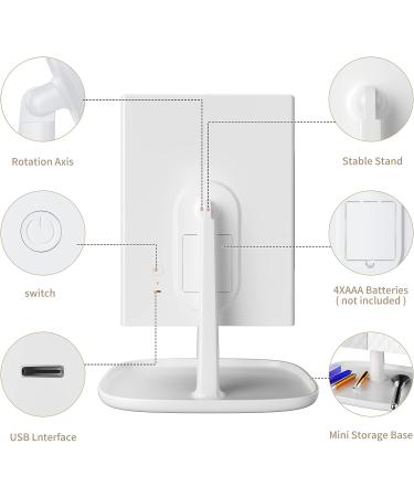 Trifold Makeup Mirror with Lights - 3 Color Modes, 52 LED, 1X 2X 3X Magnification - Touch Control, Dual Power Supply - Portable Vanity Mirror - Buy Online on GoSupps.com