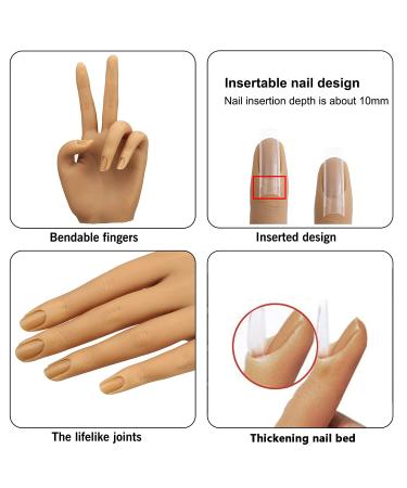 Flexible Silicone Practice Hand for Acrylic Nails - Life Size Female Mannequin Hand with Stand for Nail Art Practice (3# Left Hand) - Buy Online on GoSupps.com