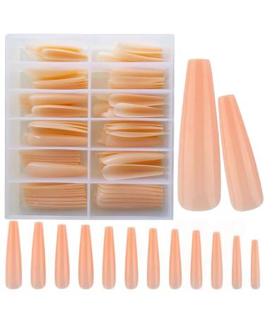 LuckForever 120pc XL Beige Coffin False Nails - Extra Long Ballerina Nail Art Tips - Buy Online on GoSupps.com
