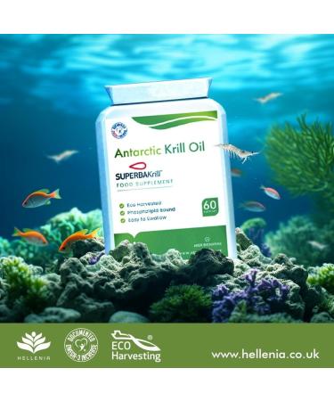 Hellenia Superba Krill Oil Capsules 500mg - Pure Antarctic Source with Astaxanthin & DHA - 3 Month Supply - Buy Online on GoSupps.com