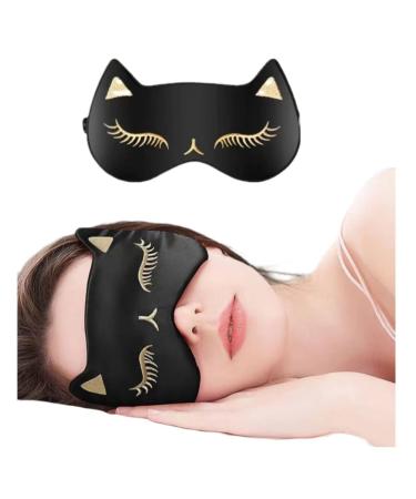 Heated Eye Mask USB Eye Mask for Dry Eyes with Temperature & Timer Control Warm Eye Compress Heating Pad for Sleep Dry Eyes Dark Circles Puffy Eyes (Black cat)