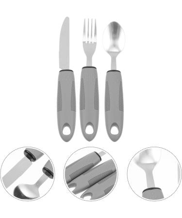 Adaptive Utensils Built up Fork Spoon Rocker Knife Easy Grip Silverware for Adults Elderly Weak Hand Patients Disabled Light Grey 3 Piece Set (Color : Light Grey) - Buy Online on GoSupps.com