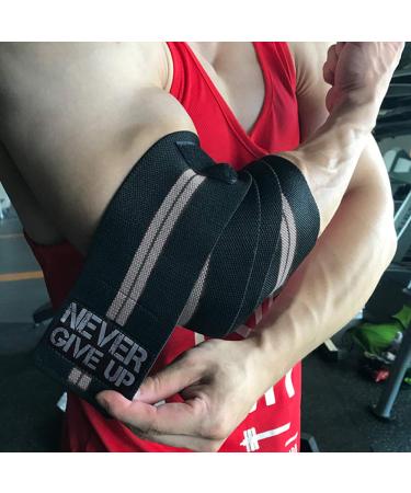 Professional Elbow Wraps Elastic Straps Brace Support Protector for Weightlifting Workout Bodybuilding Gym Fitness A Pair / Double Stripe / Gray