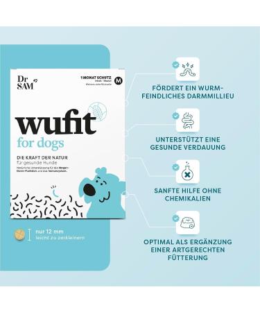 Dr. Sam Wufit Dogs Wurmkur Tablets - 100% Plant-Based Support for Dogs Over 40kg | Natural Gastrointestinal Health After Worm Infestation - Buy Online on GoSupps.com