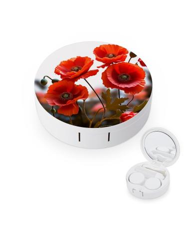 Contact Lens Case Poppy Flowers Vivid Petals Portable Travel Contact Lens Box Contact Lens Storage Box