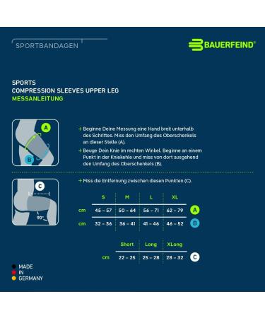 Bauerfeind Compression Skylight Bandage | Sports Compression Sleeves for Upper Leg | Unisex Thigh Support | Ideal for Ball & Endurance Sports | Marineblau L - Buy Online on GoSupps.com